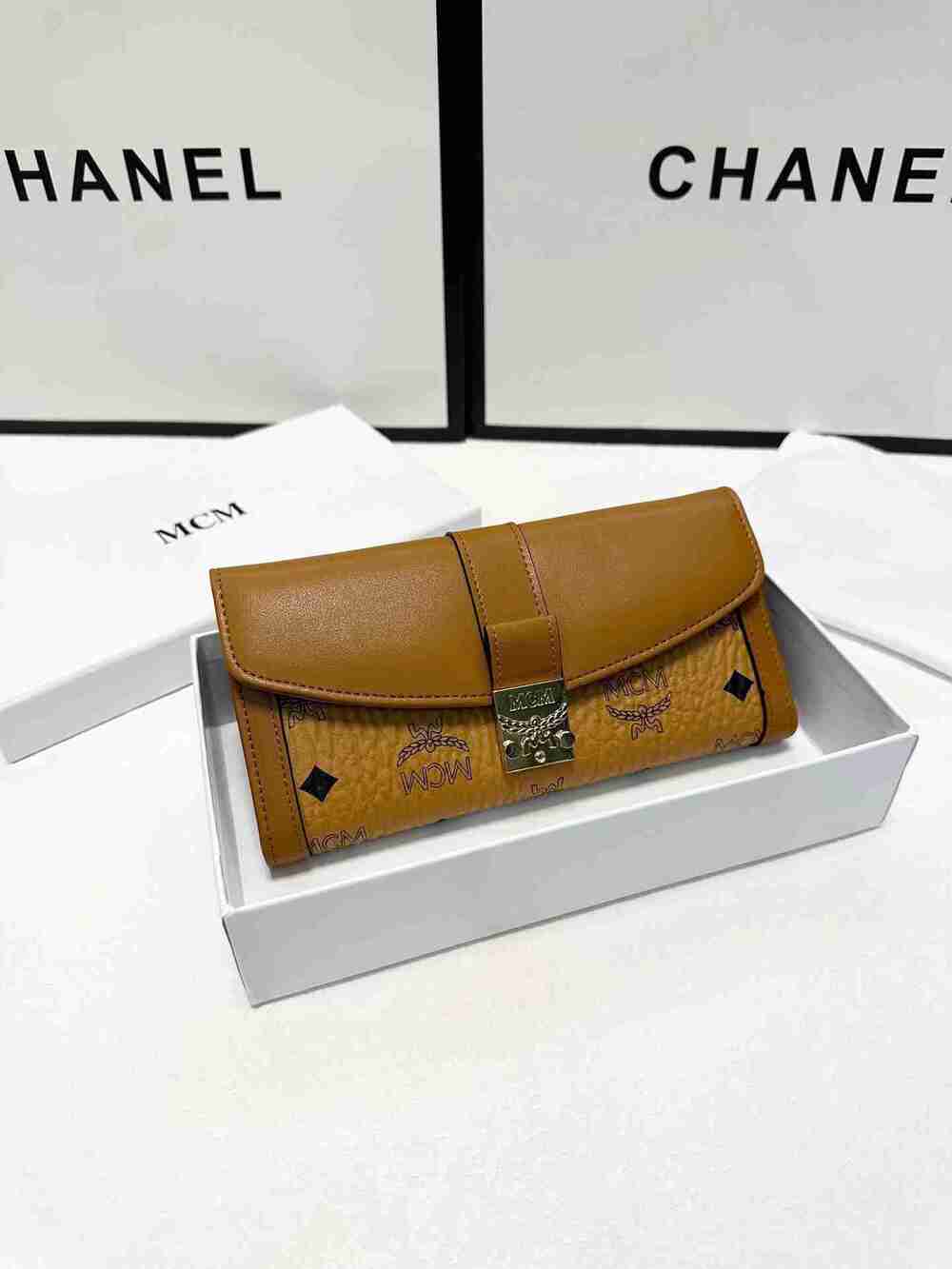 MCM Cognac Visetos Long Flap Wallet 19×10cm